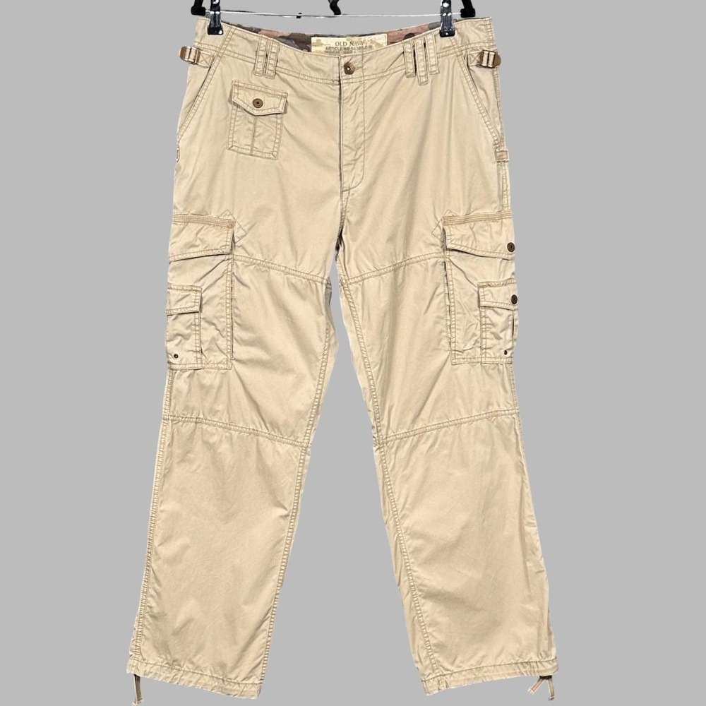 VTG Old Navy Y2K Cargo Pants 34x32 Khaki Multi Pocket Utility Gorpcore Hiking